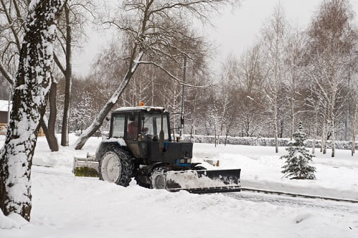 image of a tractor in snow. holographic will in california